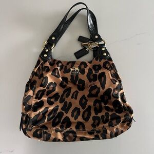 Coach cheetah leopard handbag with duster- gently used!!